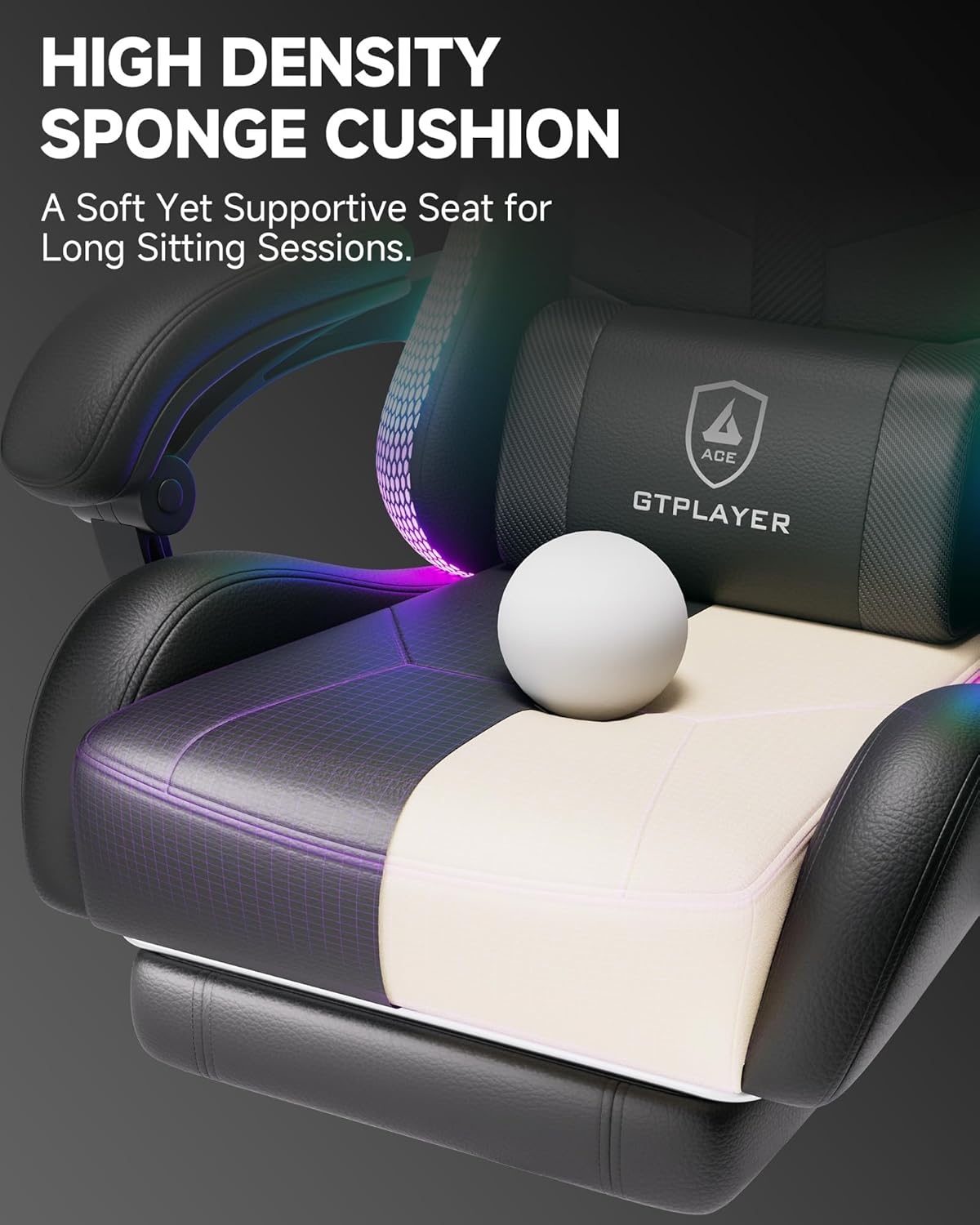image:imageGTPLAYER RGB Gaming Chair with Footrest Computer Gaming Chair with LED Lights for Adults Height Adjustable PC Gamer Chair with 90155 Recline amp Removable Headrest Lumbar Support RGB Black10 Rgb Black