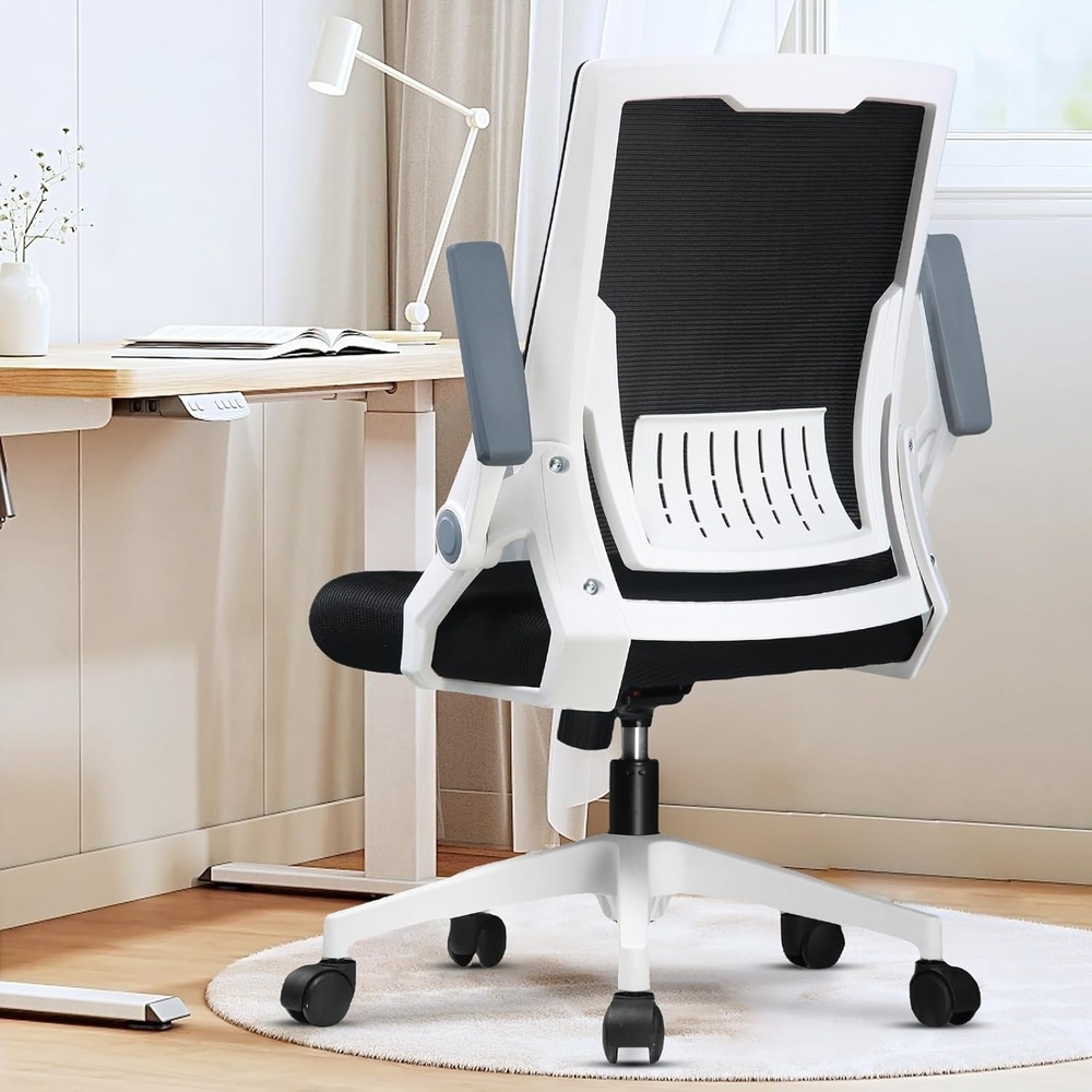 image:imageGTPLAYER Ergonomic Office Chair with Flipup Armrests Executive Computer Chair for Home Office Breathable Mesh amp Comfy Lumbar Support BlackWhite