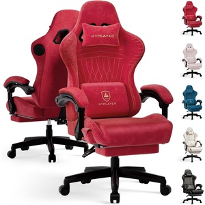 image:imageGTPLAYER ACEPRO Music Gaming Chairs  Builtin Speakers App Support amp Bluetooth Control Computer Game Chairs with Footrest for Adults Ergonomic Reclining Silla Linkage Armrest Pink Velvet01 Cherry Red velvet