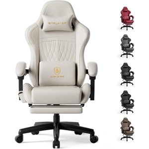 image:imageGTPLAYER ACEPRO Music Gaming Chairs  Builtin Speakers App Support amp Bluetooth Control Computer Game Chairs with Footrest for Adults Ergonomic Reclining Silla Linkage Armrest Pink Velvet01 Cream