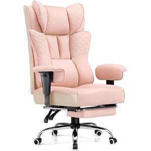 image:imageGTPLAYER Big and Tall Office Chair Wide Ergonomic Gaming Chair with Deluxe Embossing Designed Leather with Foot Rest150Reclining Adjustable Soft Armrests Pocket Spring Back Support and PillowPupink