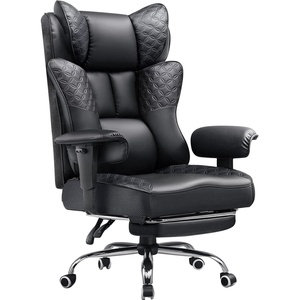 image:imageGTPLAYER Big and Tall Office Chair Wide Ergonomic Gaming Chair with Deluxe Embossing Designed Leather with Foot Rest150Reclining Adjustable Soft Armrests Pocket Spring Back Support and PillowPucoal Black
