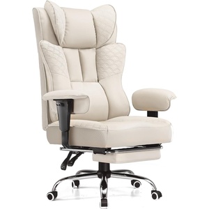 image:imageGTPLAYER Big and Tall Office Chair Wide Ergonomic Gaming Chair with Deluxe Embossing Designed Leather with Foot Rest150Reclining Adjustable Soft Armrests Pocket Spring Back Support and PillowPubeige