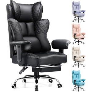 image:imageGTPLAYER Big and Tall Office Chair Wide Ergonomic Gaming Chair with Deluxe Embossing Designed Leather with Foot Rest150Reclining Adjustable Soft Armrests Pocket Spring Back Support and PillowPublack
