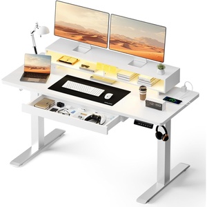 image:imageGTPLAYER Electric Standing Desk with Drawers 48 x 24 Inch Height Adjustable Gaming Desk with Monitor Stand Power Outlets amp LED Lights Home Office Sit Stand Up Desk with Memory Preset BlackWhite