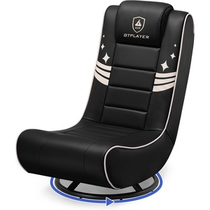 image:imageGTPLAYER Floor Gaming Chair Foldable Swivel Floor Chairs for Kids Boys Comfy Video Game Seat with 360 Multipurpose for Gamers Bedroom or Game RoomBlackGoldWith Headrest Gold Star Pattern