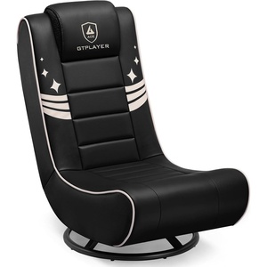 image:imageGTPLAYER Floor Gaming Chair Foldable Swivel Floor Chairs for Kids Boys Comfy Video Game Seat with 360 Multipurpose for Gamers Bedroom or Game RoomBlackGoldWith Headrest  Black  Gold