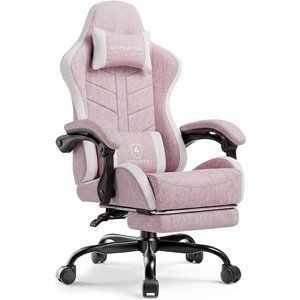 image:imageGTPLAYER Gaming Chair Computer Gaming Chairs for Adults with Footrest Height Adjustable PC Game Chair with 90155 Recline amp Removable Headrest Lumbar Support BlackWhitePink