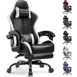 image:imageGTPLAYER Gaming Chair Computer Gaming Chairs for Adults with Footrest Height Adjustable PC Game Chair with 90155 Recline amp Removable Headrest Lumbar Support BlackWhiteBlackwhite