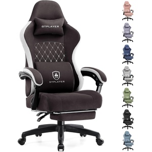 image:imageGTPLAYER Gaming Chair Computer Office Chair with Pocket Spring Cushion Linkage Armrests and Footrest High Back Ergonomic Computer Chair with Lumbar Support Task Chair with FootrestBrown