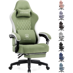 image:imageGTPLAYER Gaming Chair Computer Office Chair with Pocket Spring Cushion Linkage Armrests and Footrest High Back Ergonomic Computer Chair with Lumbar Support Task Chair with FootrestGreen
