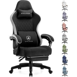 image:imageGTPLAYER Gaming Chair Computer Office Chair with Pocket Spring Cushion Linkage Armrests and Footrest High Back Ergonomic Computer Chair with Lumbar Support Task Chair with FootrestBright Black