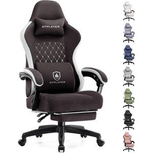 image:imageGTPLAYER Gaming Chair Computer Office Chair with Pocket Spring Cushion Linkage Armrests and Footrest High Back Ergonomic Computer Chair with Lumbar Support Task Chair with FootrestDarkbrown