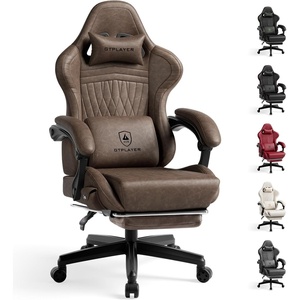 image:imageGTPLAYER Gaming Chair for Adults Ergonomic Computer Game Chairs with Speakers Footrest amp Linkage Armrest Reclining High Back Silla Gamer for Home Office Ace Pro OffWhite01 Light Brown