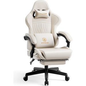 image:imageGTPLAYER Gaming Chair for Adults Ergonomic Computer Game Chairs with Speakers Footrest amp Linkage Armrest Reclining High Back Silla Gamer for Home Office Ace Pro OffWhite01 Off  White