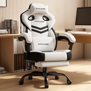 image:imageGTPLAYER Gaming Chairs for Adult  Ergonomic Big amp Tall Gaming Seat with Footrest amp Lumbar Support Comfortable Office Chair 90155 Reclining  Heavy Duty Wide Computer Seat BlueBright Grey