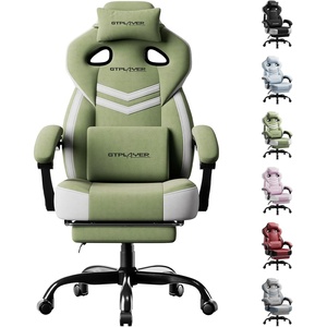 image:imageGTPLAYER Gaming Chairs for Adult  Ergonomic Big amp Tall Gaming Seat with Footrest amp Lumbar Support Comfortable Office Chair 90155 Reclining  Heavy Duty Wide Computer Seat BlueSage Green