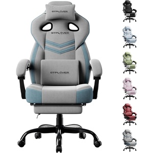 image:imageGTPLAYER Gaming Chairs for Adult  Ergonomic Big amp Tall Gaming Seat with Footrest amp Lumbar Support Comfortable Office Chair 90155 Reclining  Heavy Duty Wide Computer Seat BlueGrey