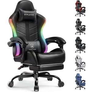 image:imageGTPLAYER RGB Gaming Chair with Footrest Computer Gaming Chair with LED Lights for Adults Height Adjustable PC Gamer Chair with 90155 Recline amp Removable Headrest Lumbar Support RGB Black10 Rgb Black