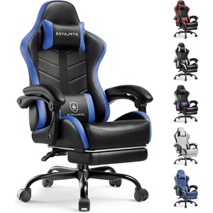 image:imageGTPLAYER RGB Gaming Chair with Footrest Computer Gaming Chair with LED Lights for Adults Height Adjustable PC Gamer Chair with 90155 Recline amp Removable Headrest Lumbar Support RGB Black13 Dark Blackblue