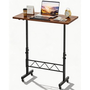 image:imageGTPLAYER Small Standing Desk Adjustable Height 307464 Portable Computer Table Mobile Desk Workstation Stand Up Desk with Wheels Compact Rolling Table for Home Work Treadmill Walking Pad BlackBrown