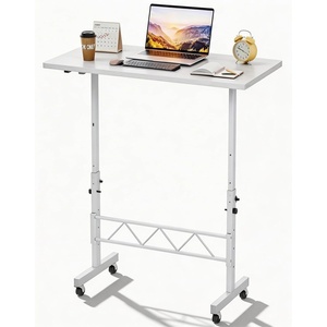 image:imageGTPLAYER Small Standing Desk Adjustable Height 307464 Portable Computer Table Mobile Desk Workstation Stand Up Desk with Wheels Compact Rolling Table for Home Work Treadmill Walking Pad BlackWhite