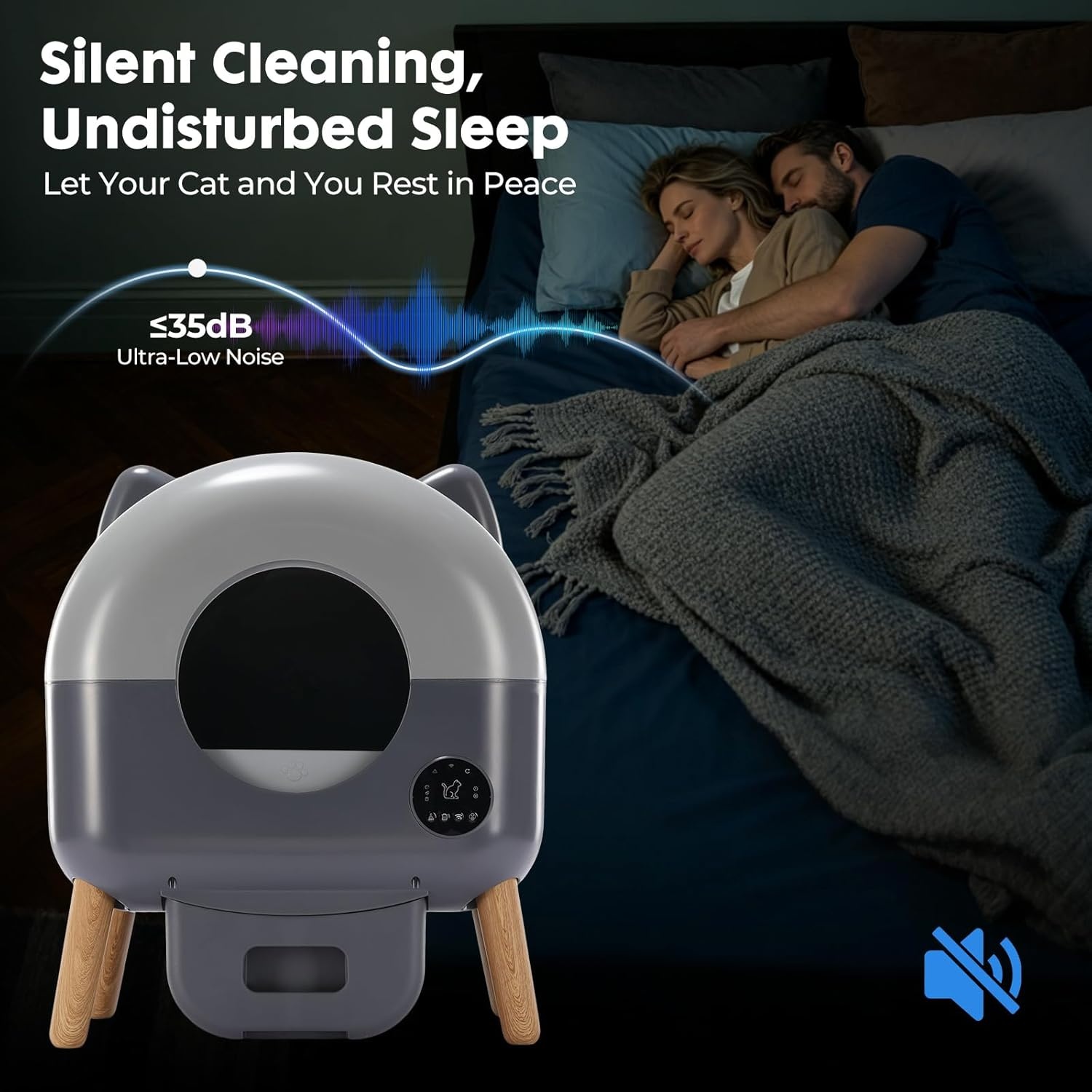 image:imageGTPLAYER Self Cleaning Litter Box Open Top Cat Automatic Litter Box APP Control and Weight Monitoring Safety Sensors Protection UltraQuiet Odor Control Includes Trash Bagamp Scrub Brush GreyDark Gray