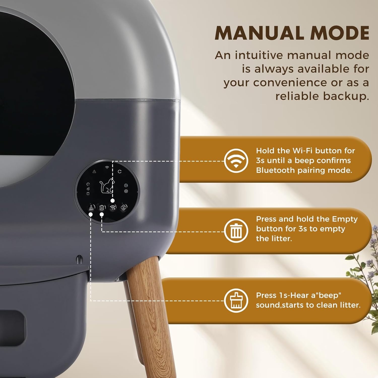 image:imageGTPLAYER Self Cleaning Litter Box Open Top Cat Automatic Litter Box APP Control and Weight Monitoring Safety Sensors Protection UltraQuiet Odor Control Includes Trash Bagamp Scrub Brush GreyDark Gray