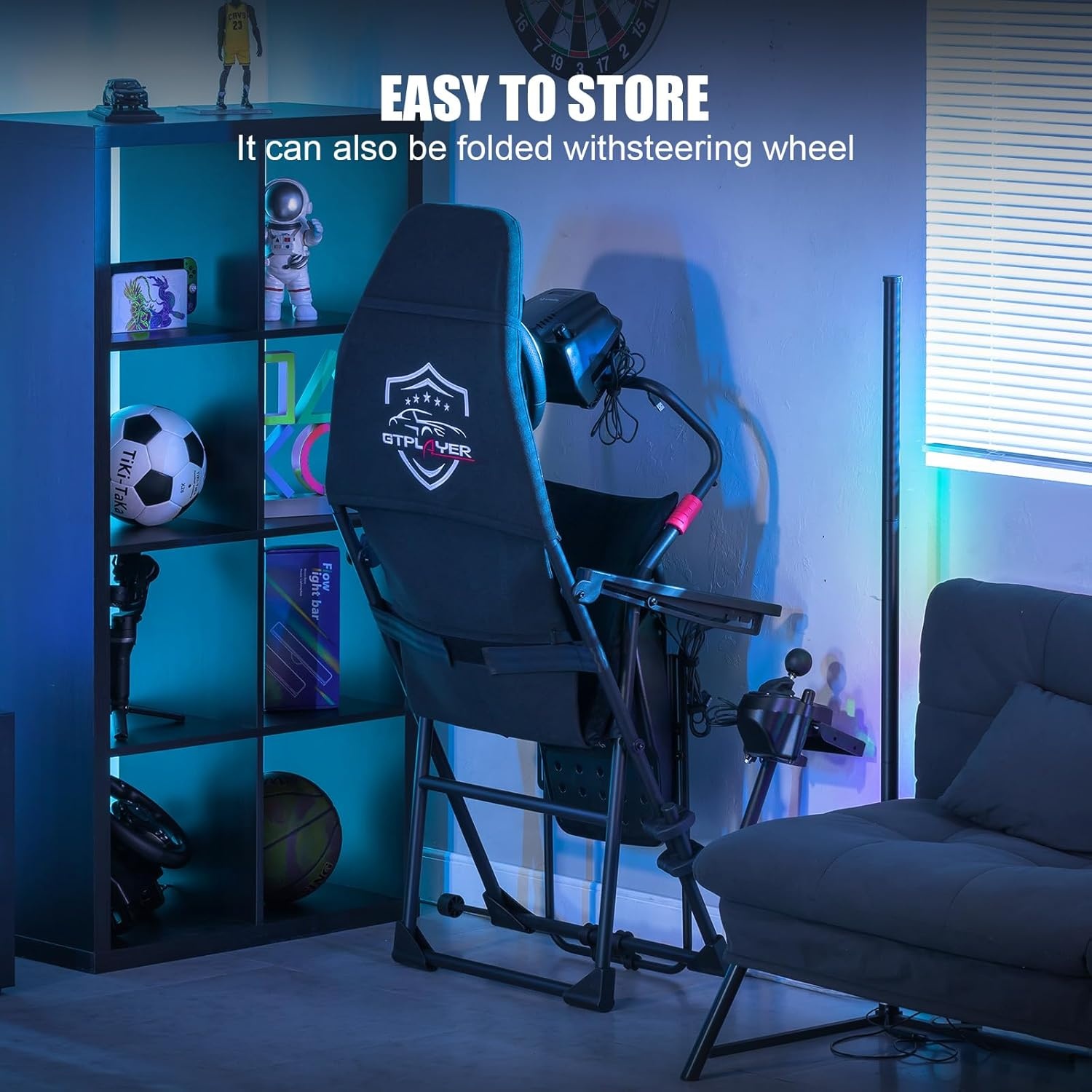 image:imageGTPLAYER Sim Racing Cockpit Foldable amp Adjustable for High Performance Sim Racing Compact amp Flexible Supports All Steering Wheels amp Pedals for PC Wheel and Pedals Not Included