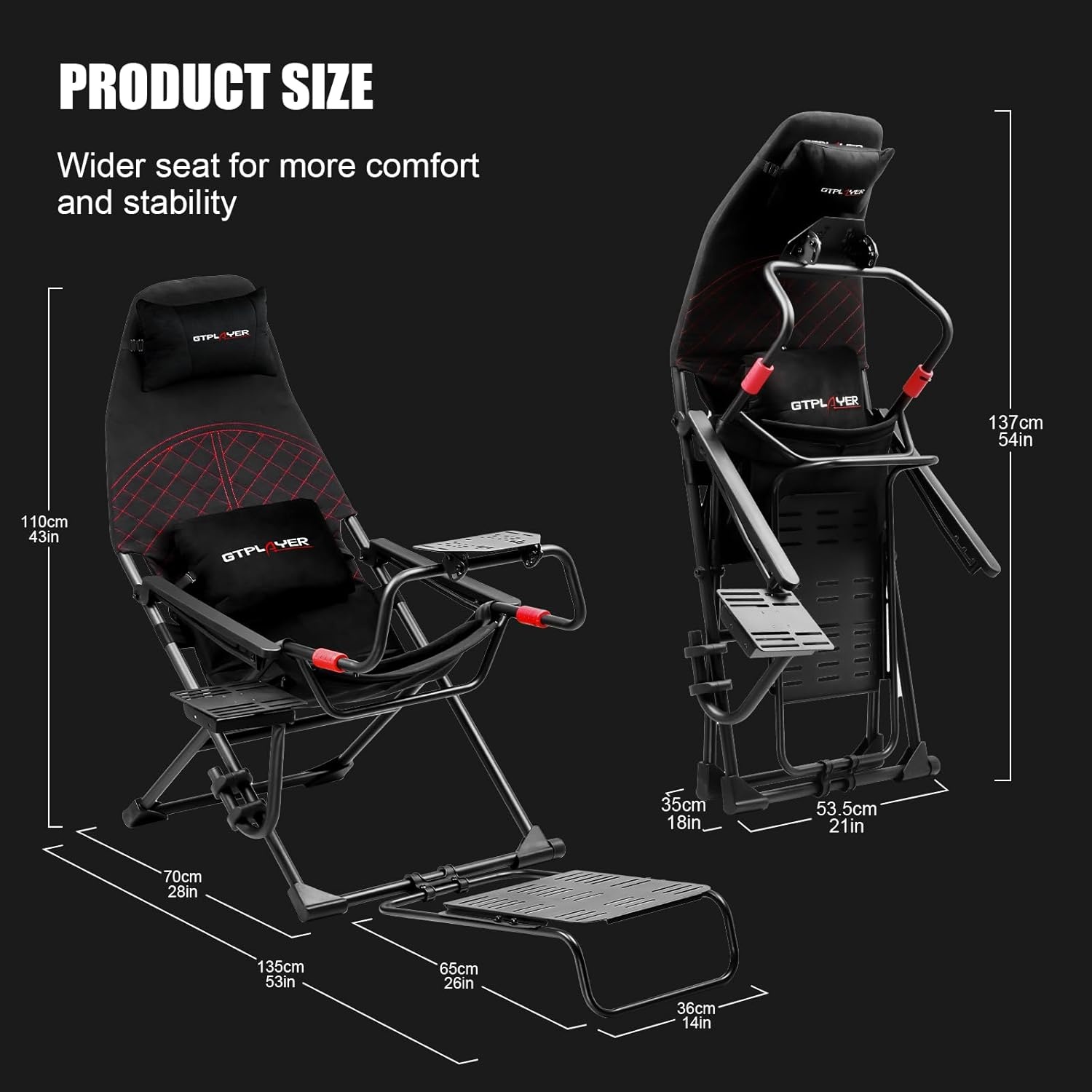 image:imageGTPLAYER Sim Racing Cockpit Foldable amp Adjustable for High Performance Sim Racing Compact amp Flexible Supports All Steering Wheels amp Pedals for PC Wheel and Pedals Not Included