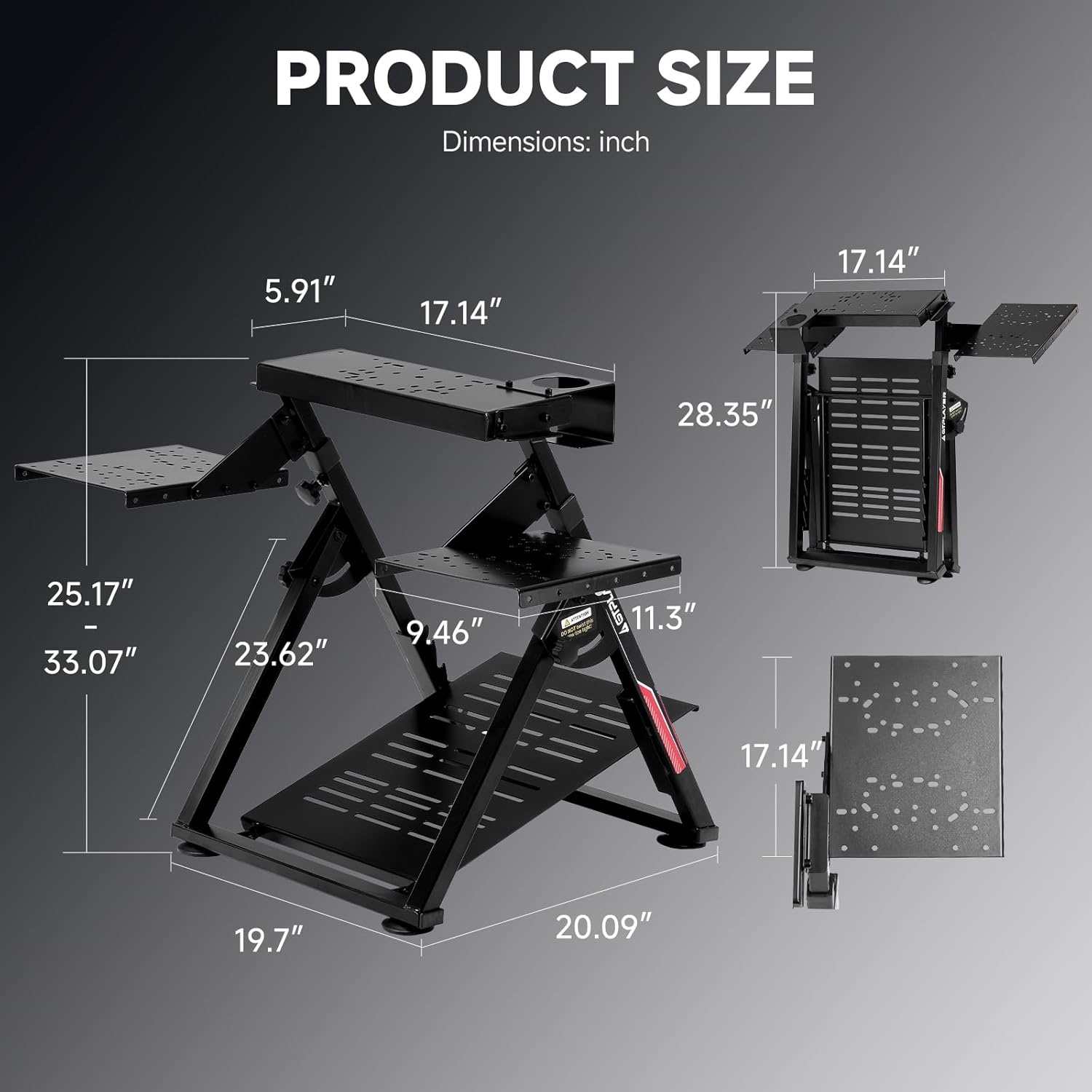 image:imageGTPLAYER Sim Racing Wheel Stand Simulator Cockpit Wheel Stand fit for Logitech G25 G27 G29 G920 G923 Thrustmaster T330TS Gaming Stand Wheel Pedals NOT Included Deep Black With Cup HolderBlack Flight Stand