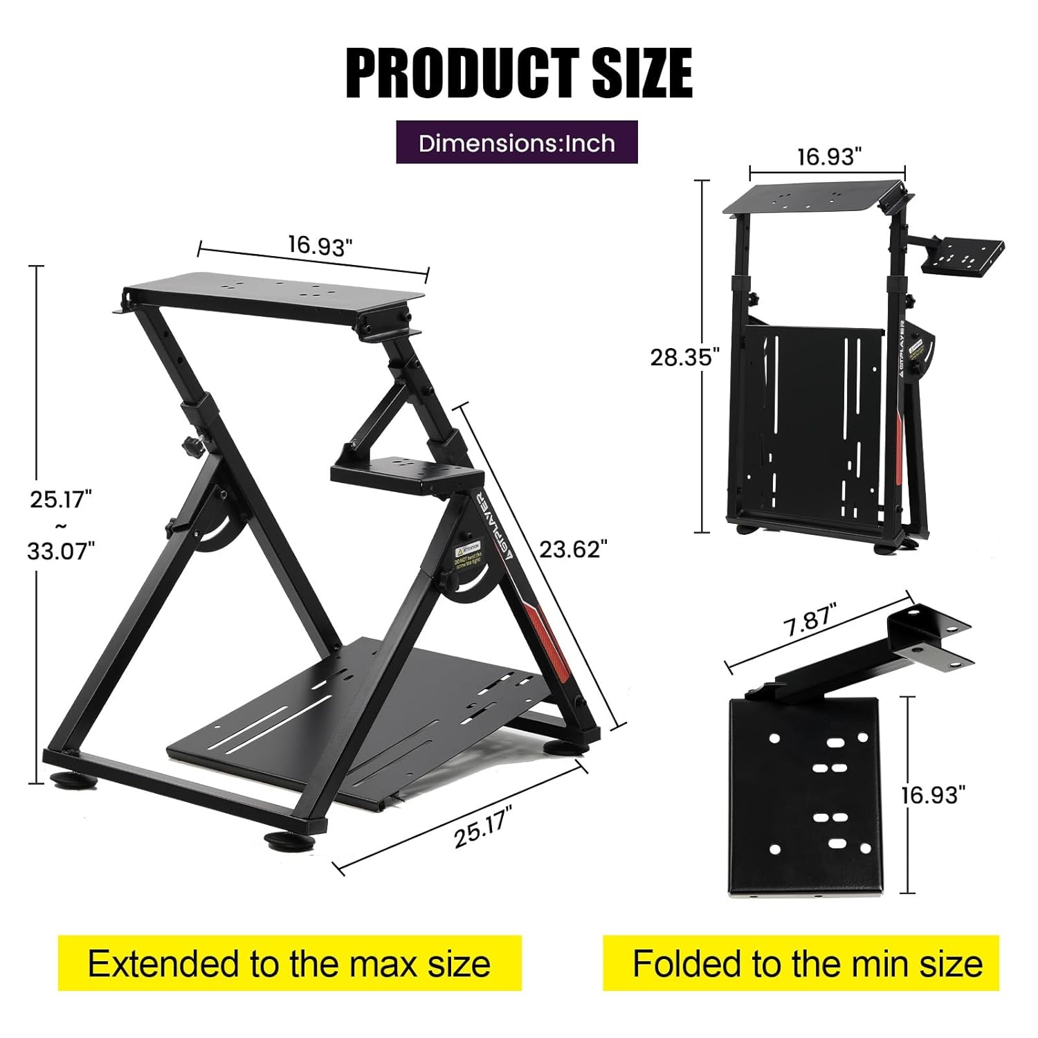 image:imageGTPLAYER Sim Racing Wheel Stand Simulator Cockpit Wheel Stand fit for Logitech G25 G27 G29 G920 G923 Thrustmaster T330TS Gaming Stand Wheel Pedals NOT Included Deep Black With Cup HolderBlack