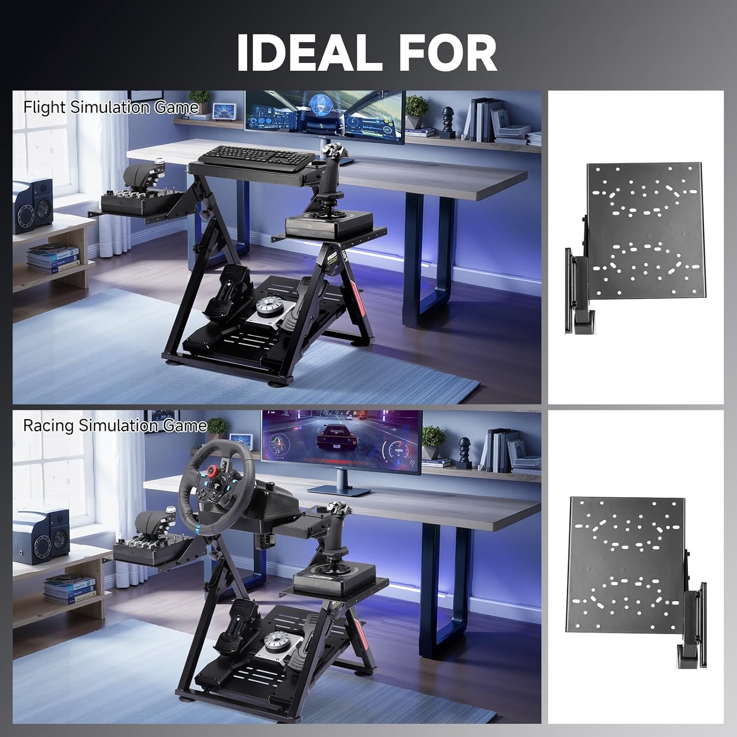image:imageGTPLAYER Sim Racing Wheel Stand Simulator Cockpit Wheel Stand fit for Logitech G25 G27 G29 G920 G923 Thrustmaster T330TS Gaming Stand Wheel Pedals NOT Included Deep Black With Cup HolderBlack Flight Stand