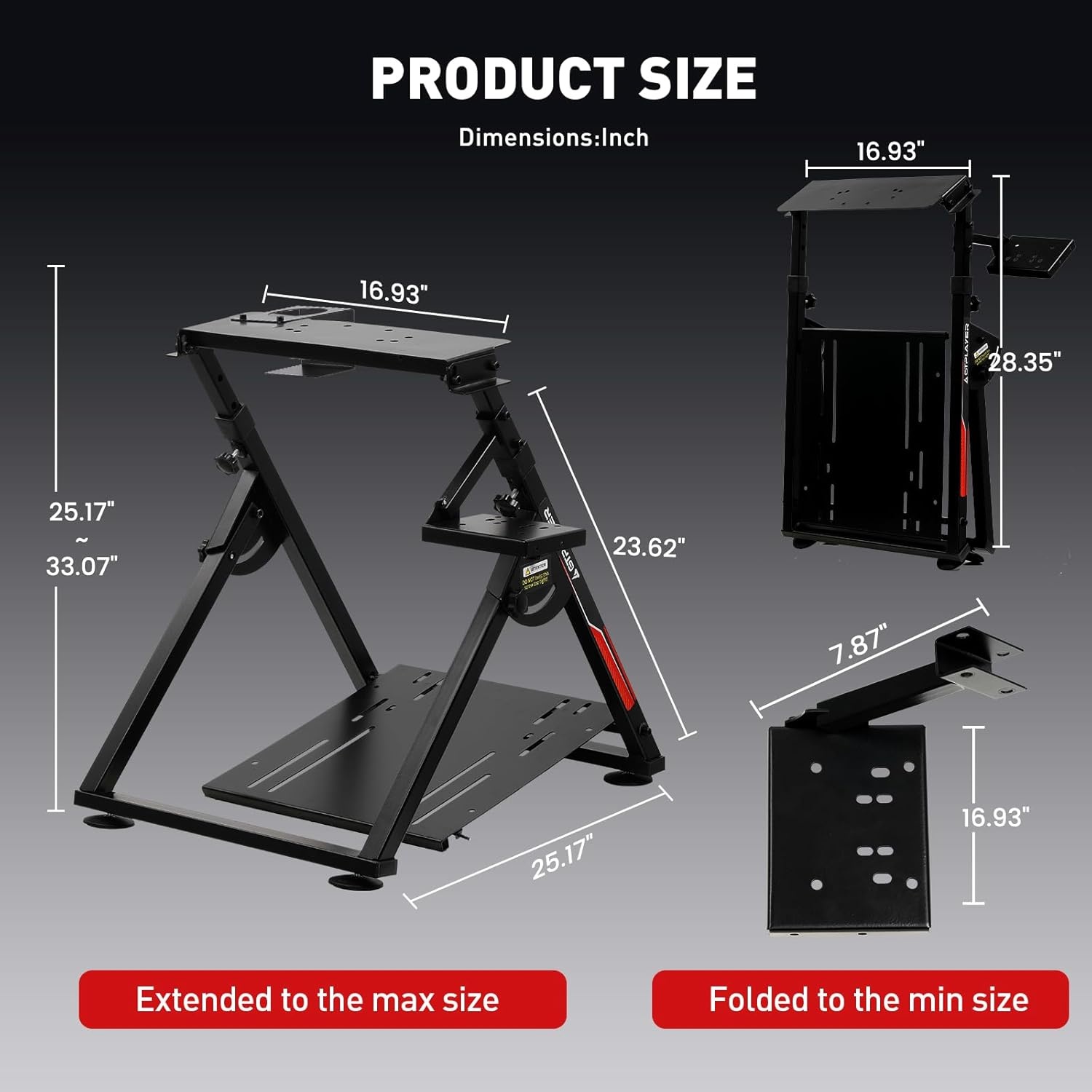 image:imageGTPLAYER Sim Racing Wheel Stand Simulator Cockpit Wheel Stand fit for Logitech G25 G27 G29 G920 G923 Thrustmaster T330TS Gaming Stand Wheel Pedals NOT Included Deep Black With Cup HolderDeep Black