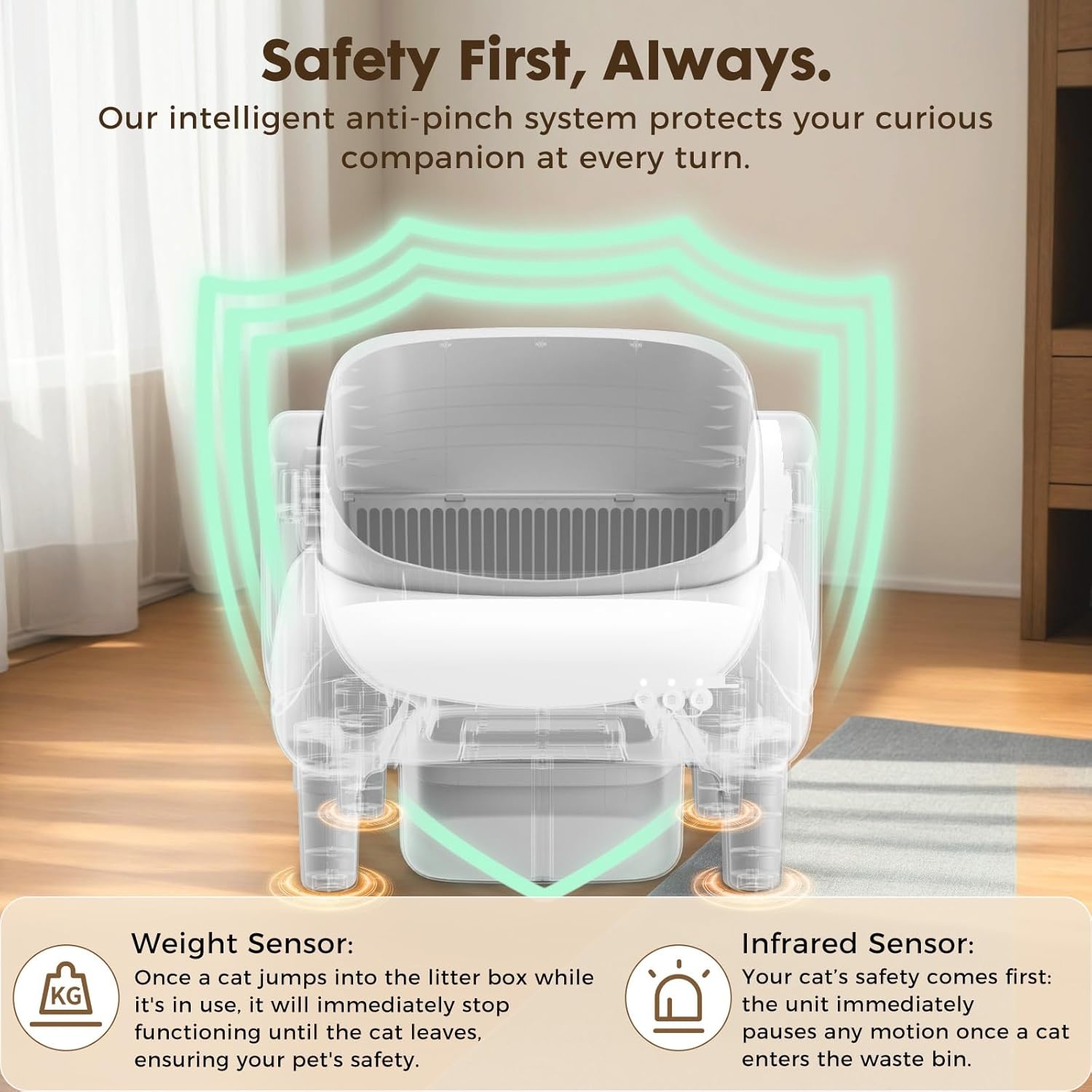 image:imageGTPLAYER Smart Cat Litter Box OpenTop Self Cleaning Cat Litter Box with App Control Safety Sensors Large Capacity Waste Bin Easy Maintenance Automatic Litter Box for MultiCat HomesWhiteWhite
