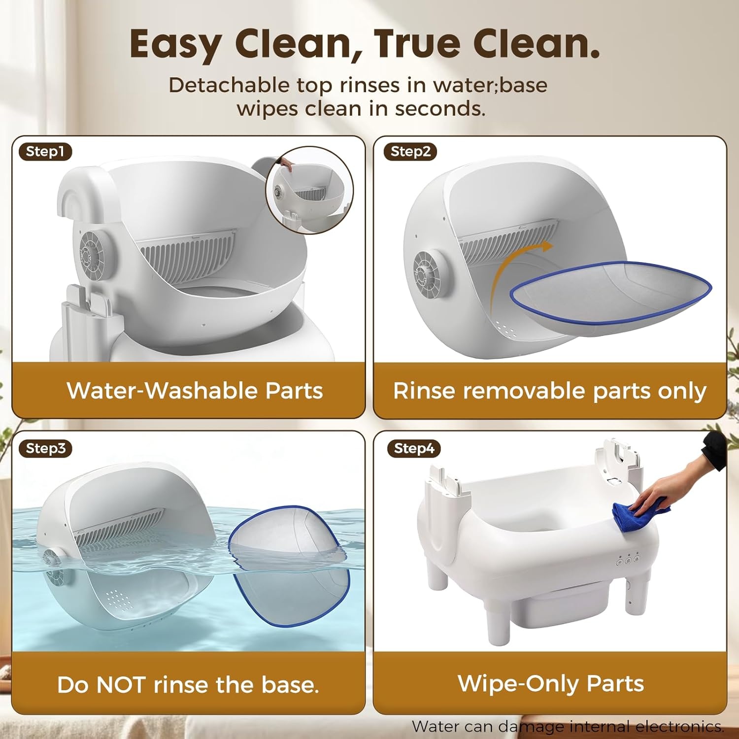 image:imageGTPLAYER Smart Cat Litter Box OpenTop Self Cleaning Cat Litter Box with App Control Safety Sensors Large Capacity Waste Bin Easy Maintenance Automatic Litter Box for MultiCat HomesWhiteWhite