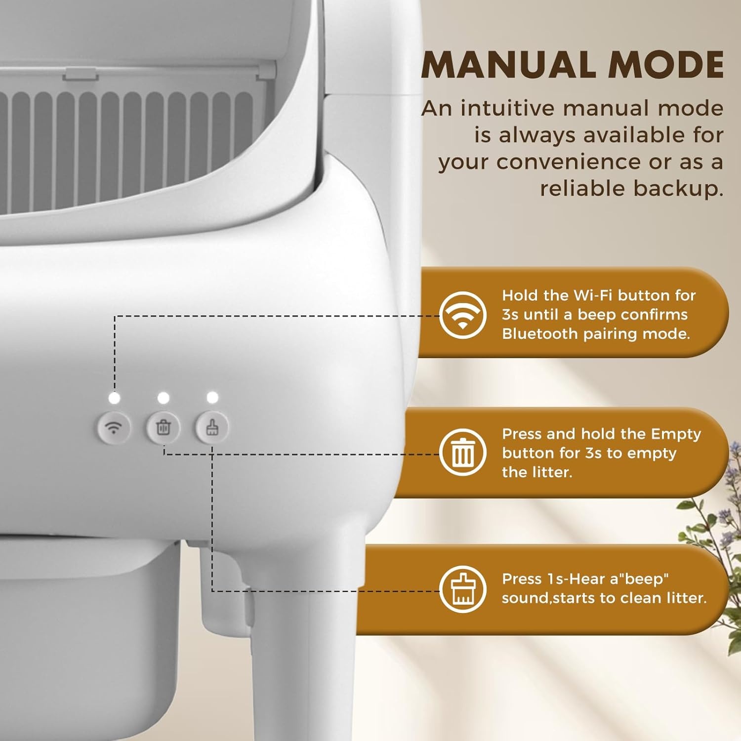 image:imageGTPLAYER Smart Cat Litter Box OpenTop Self Cleaning Cat Litter Box with App Control Safety Sensors Large Capacity Waste Bin Easy Maintenance Automatic Litter Box for MultiCat HomesWhiteWhite