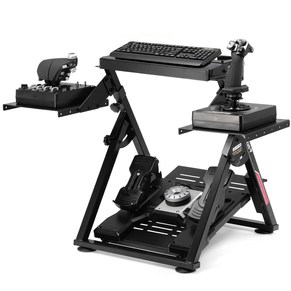 image:imageGTPLAYER Sim Racing Wheel Stand Simulator Cockpit Wheel Stand fit for Logitech G25 G27 G29 G920 G923 Thrustmaster T330TS Gaming Stand Wheel Pedals NOT Included Deep Black With Cup HolderBlack Flight Stand