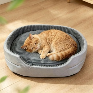 image:imageGTPLAYER Dog Bed Orthopedic Pet Sofa Bed with Raised Sides for Small Dogs Egg Crate Foam Sleeping Couch Bed with Removable and Machine Washable Cover Non Slip Bottom GreyGrey