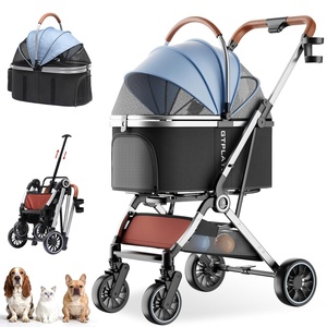 image:imageGTPLAYER Pet Stroller for Small Dogs amp Cats 3in1 Foldable Pet Stroller with Detachable Carrier 360 Swivel Front Wheels amp Rear Brakes Up to 45 lbs Light Blue01 Light Blue