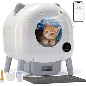 image:imageGTPLAYER Self Cleaning Litter Box Open Top Cat Automatic Litter Box  APP Control and Weight Monitoring Safety Sensors Protection UltraQuiet Odor Control Includes Trash Bagamp Scrub Brush GreyWhite