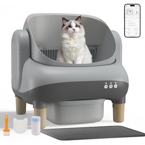 image:imageGTPLAYER Self Cleaning Litter Box Open Top Cat Automatic Litter Box  APP Control and Weight Monitoring Safety Sensors Protection UltraQuiet Odor Control Includes Trash Bagamp Scrub Brush GreyGrey