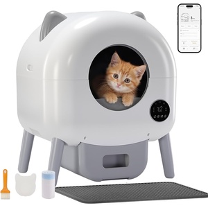 image:imageGTPLAYER Self Cleaning Litter Box Open Top Cat Automatic Litter Box  APP Control and Weight Monitoring Safety Sensors Protection UltraQuiet Odor Control Includes Trash Bagamp Scrub Brush GreyOffWhite