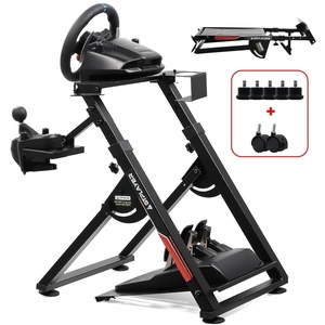 image:imageGTPLAYER Sim Racing Wheel Stand Simulator Cockpit Wheel Stand fit for Logitech G25 G27 G29 G920 G923 Thrustmaster T330TS Gaming Stand Wheel Pedals NOT Included Deep Black With Cup HolderDeep Black