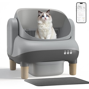 image:imageGTPLAYER Smart Cat Litter Box OpenTop Self Cleaning Cat Litter Box with App Control Safety Sensors Large Capacity Waste Bin Easy Maintenance Automatic Litter Box for MultiCat HomesWhiteGrey