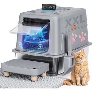 image:imageGTPLAYER XXL Stainless Steel Cat Litter Box with Lid Smart Odor Control Enclosed Litter Box for Cats Infrared Sensor Auto Pause NonStick AntiLeak HighSided with Mat Scoop amp Step Pinky Paws