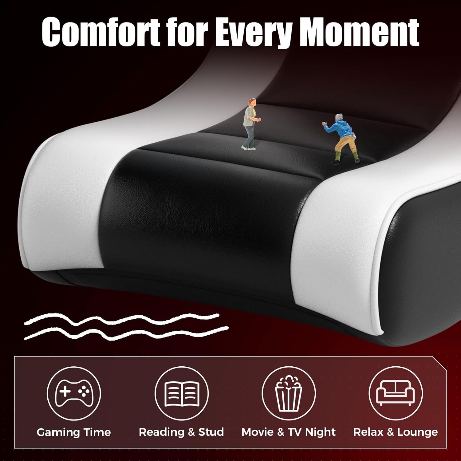image:imageGTPLAYER Floor Rocker Gaming Chair Adjustable Angle Limiter Ultra Lightweight Ergonomic Floor Rocking Game Seat for Gaming and Lounging White