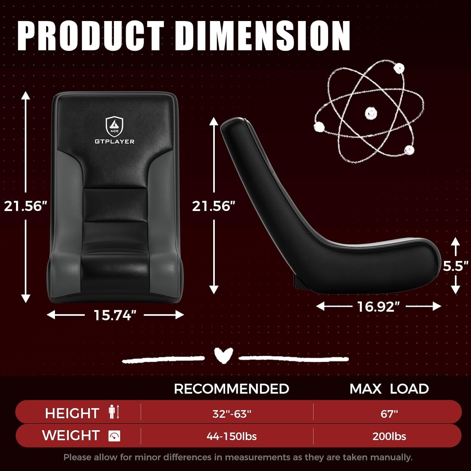 image:imageGTPLAYER Gaming Floor Rocking Chair Rocker Floor Game Chair with Angle Limiter Stylish Patterned Design Comfortable Video Game Seat Green Cat Pattern02 Black Gray