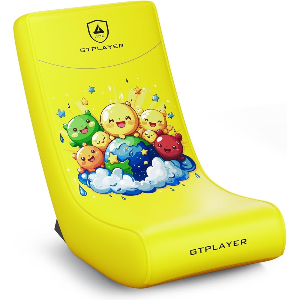 image:imageGTPLAYER Floor Rocker Gaming Chair Adjustable Angle Limiter Ultra Lightweight Ergonomic Floor Rocking Game Seat for Gaming and Lounging Aqua02 Yellow Earth Pattern
