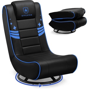 image:imageGTPLAYER Floor Gaming Chair Foldable Swivel Floor Chairs for Kids Boys Comfy Video Game Seat with 360 Multipurpose for Gamers Bedroom or Game Room PurpleWith Headrest  Black  Blue
